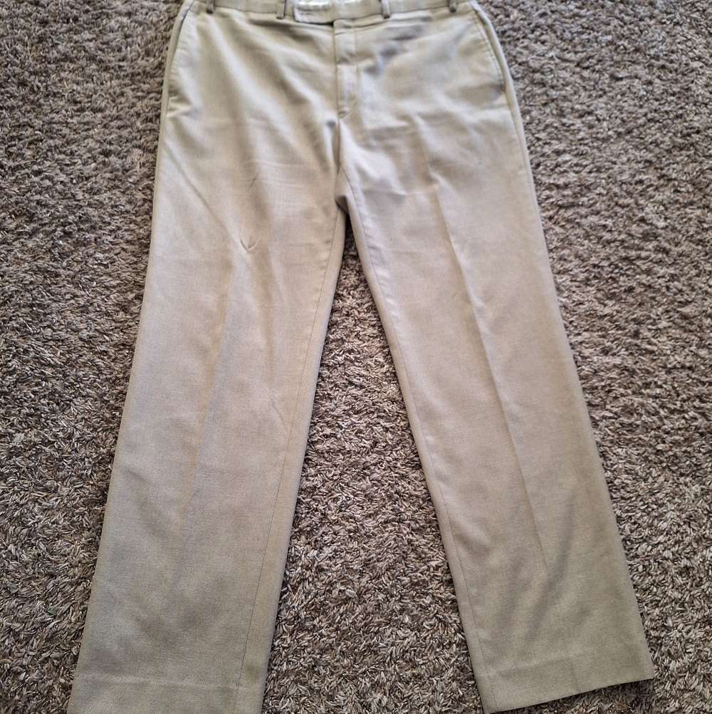 Ralph Lauren Dress Pants Mens 36x32 Khaki Flat Front